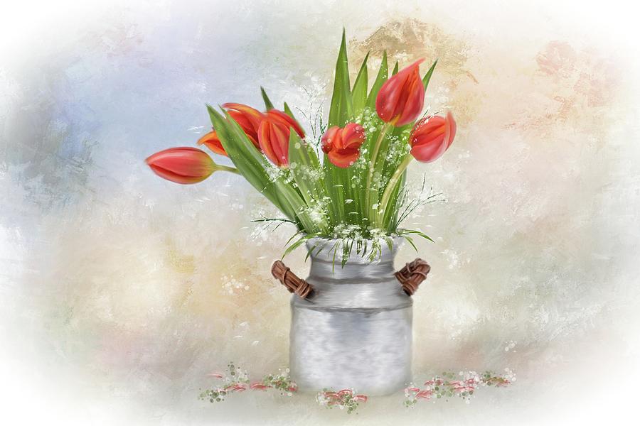 Spring Bouquet of Tulips Mixed Media by Mary Timman