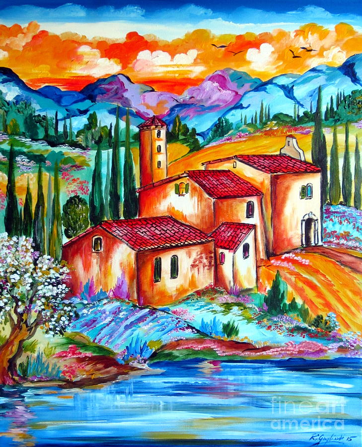 Spring by the Old Farmhouse in Tuscany Painting by Roberto Gagliardi