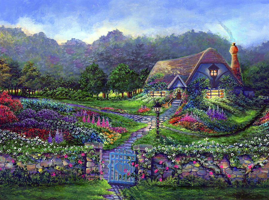 Flower Painting - Spring Cottage by Bonnie Cook