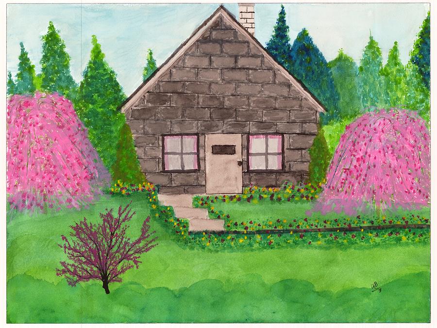 Spring Cottage Painting by David Bartsch