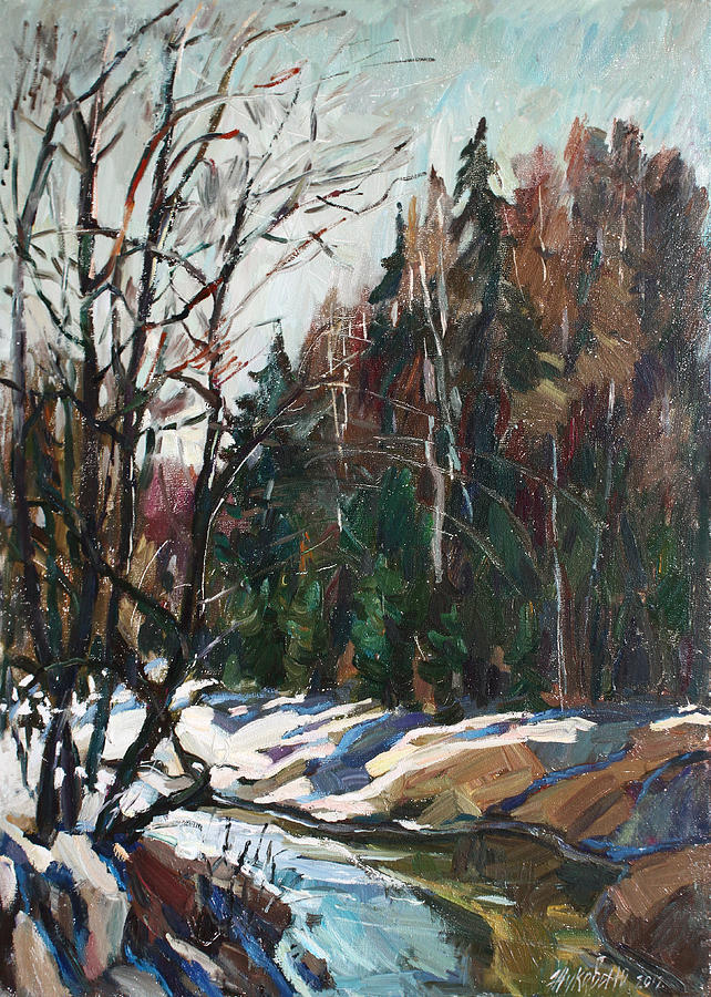 Spring creek Painting by Juliya Zhukova