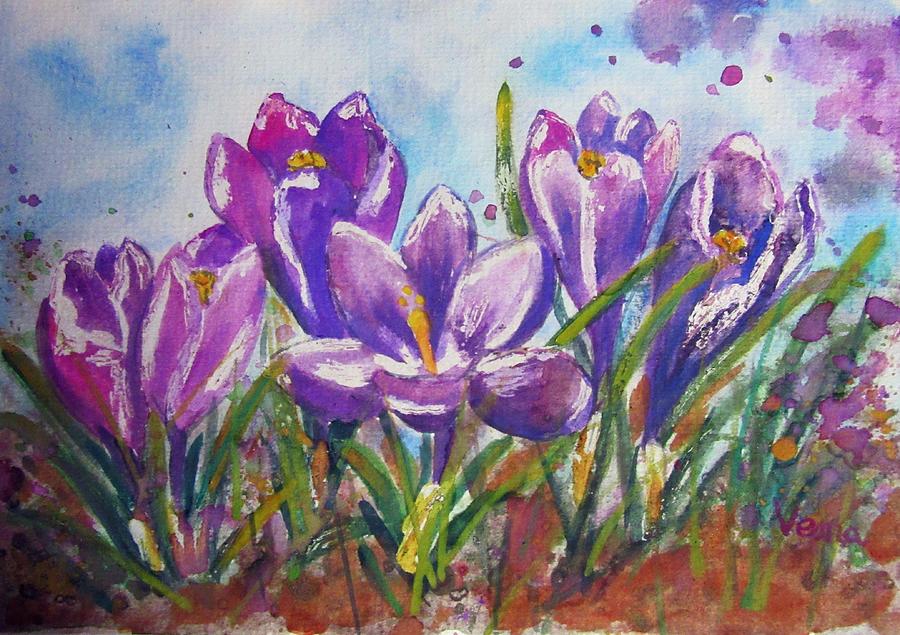  Spring Crocus Painting by Vesna Martinjak