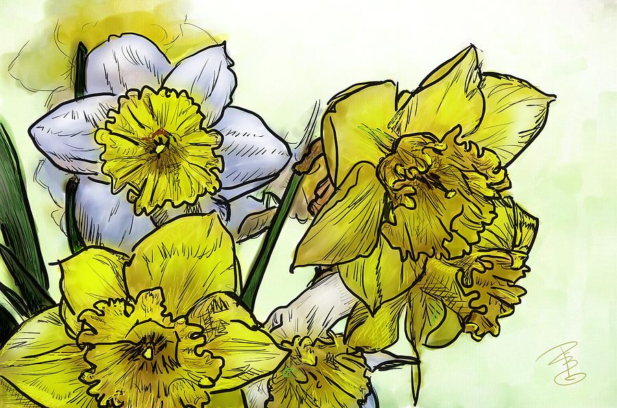 Spring Daffodils Digital Art by Debra Baldwin