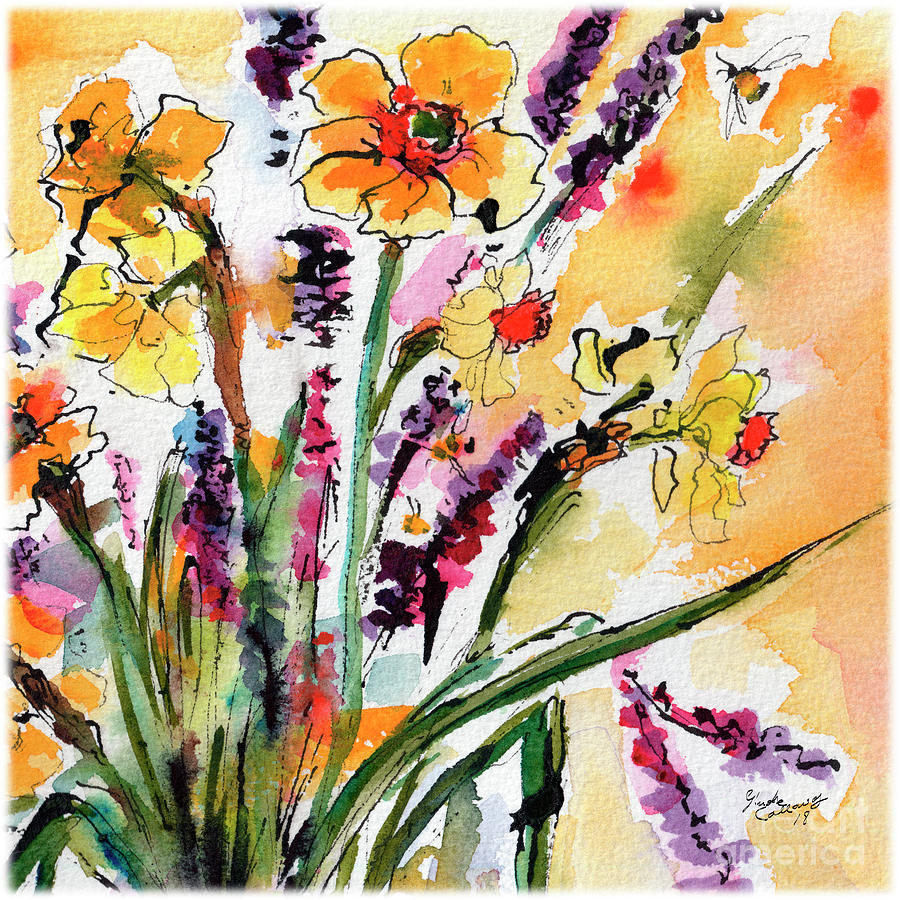 Spring Daffodils Flowers Watercolor Painting Painting by Ginette Callaway