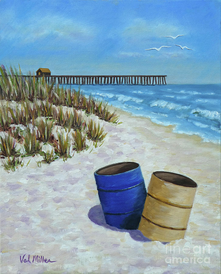 Spring Day on the Beach Painting by Val Miller