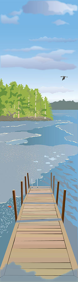 Water Painting - Spring Dock by Marian Federspiel Water Painting - Spring Dock by Marian Federspiel