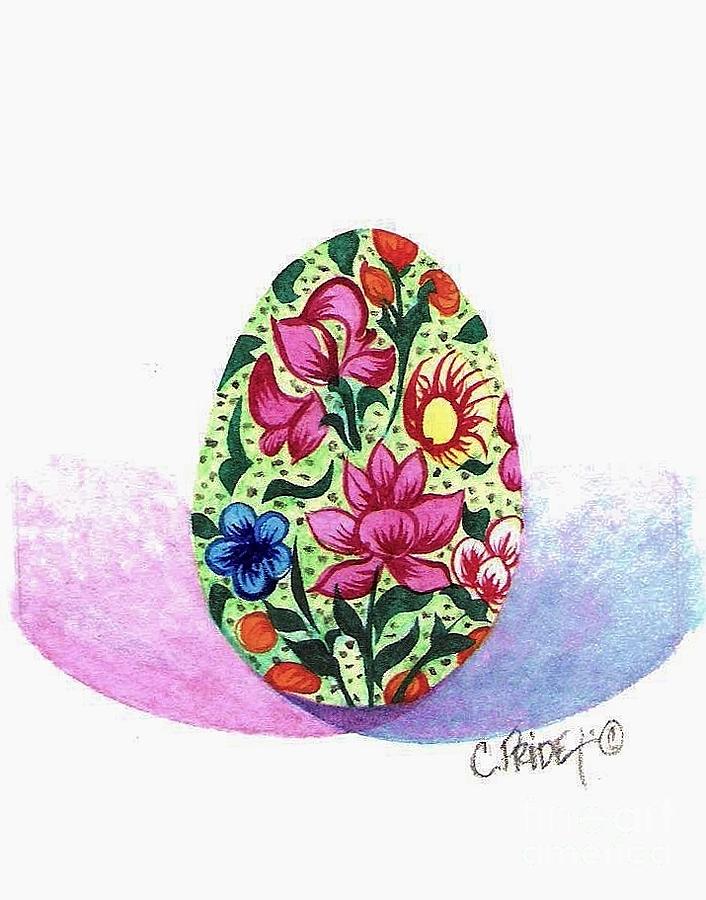 Spring Easter Egg Painting by Cynthia Pride