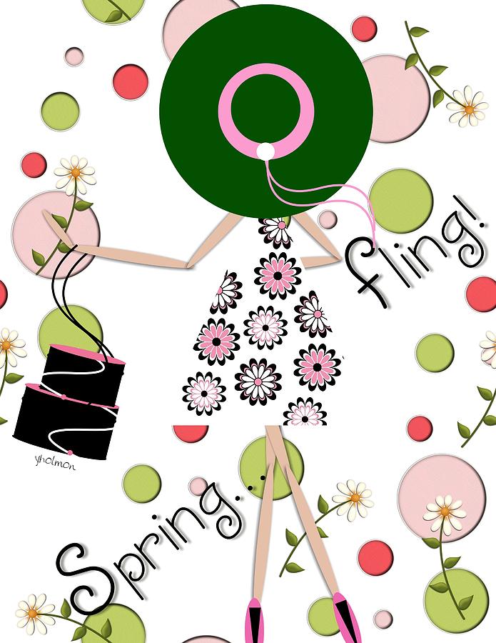 Spring Fling Hat Box Girl Digital Art by Yolanda Holmon
