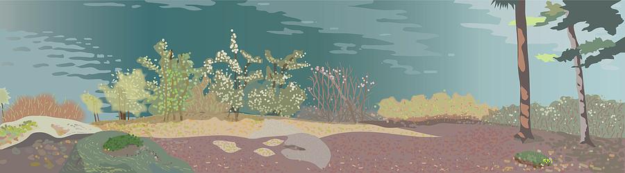 Spring Digital Art - Spring flora on lake shore by Marian Federspiel Spring Digital Art - Spring flora on lake shore by Marian Federspiel
