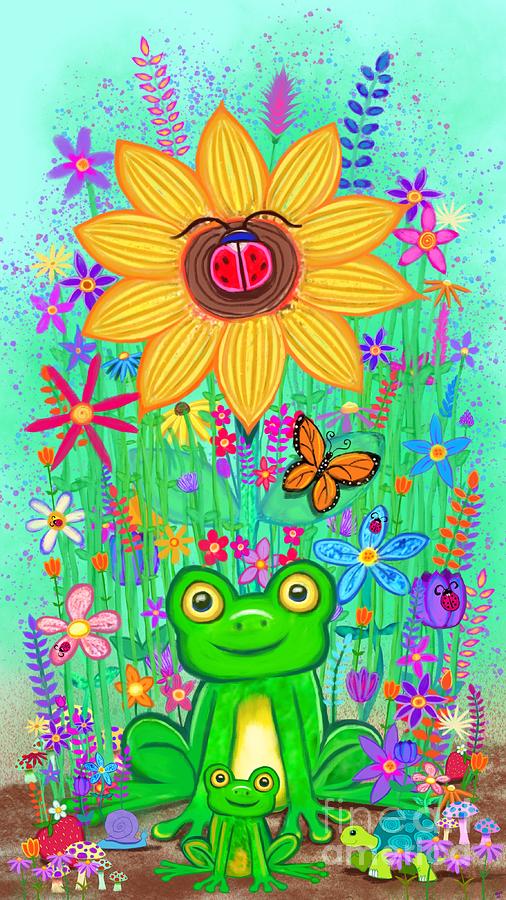 Spring Flowers and Frogs Digital Art by Nick Gustafson