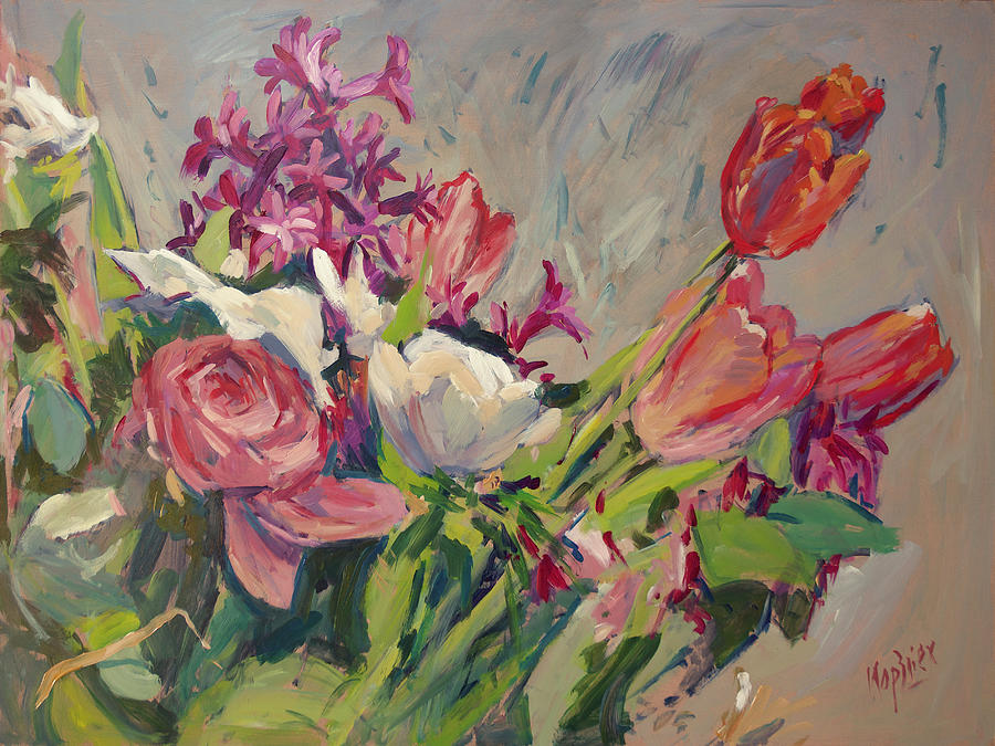 Spring flowers bouquet Painting by Nop Briex