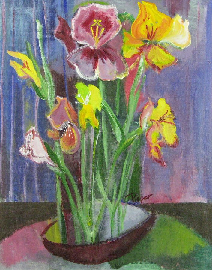 Spring Flowers in a Dish Painting by Betty Pieper