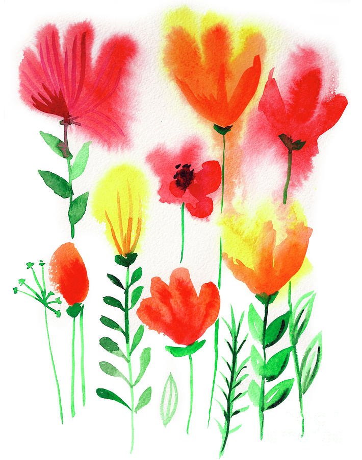 Spring Flowers Drawing by Nadezhda Appolat - Fine Art America