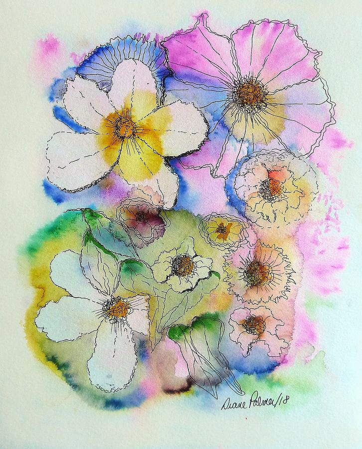 Spring Flowers Watercolor Painting by Diane Palmer Spring Flowers Watercolor Painting by Diane Palmer