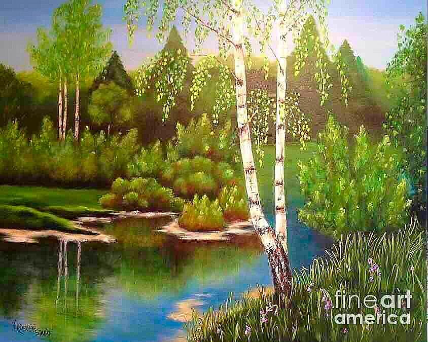 Spring Forest Painting by Viktoriya Sirris