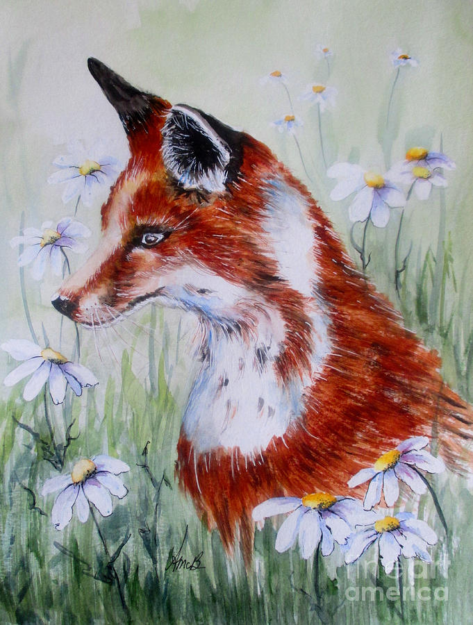 Spring Fox Painting by April McCarthy-Braca