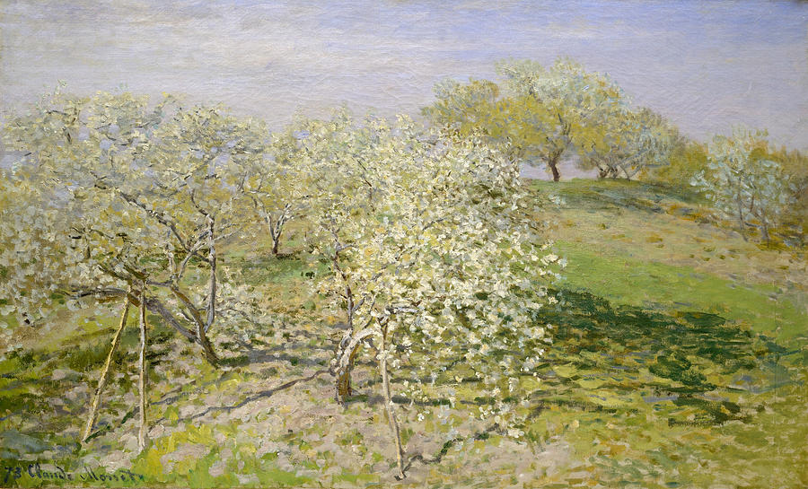 Spring. Fruit Trees in Bloom Painting by Claude Monet