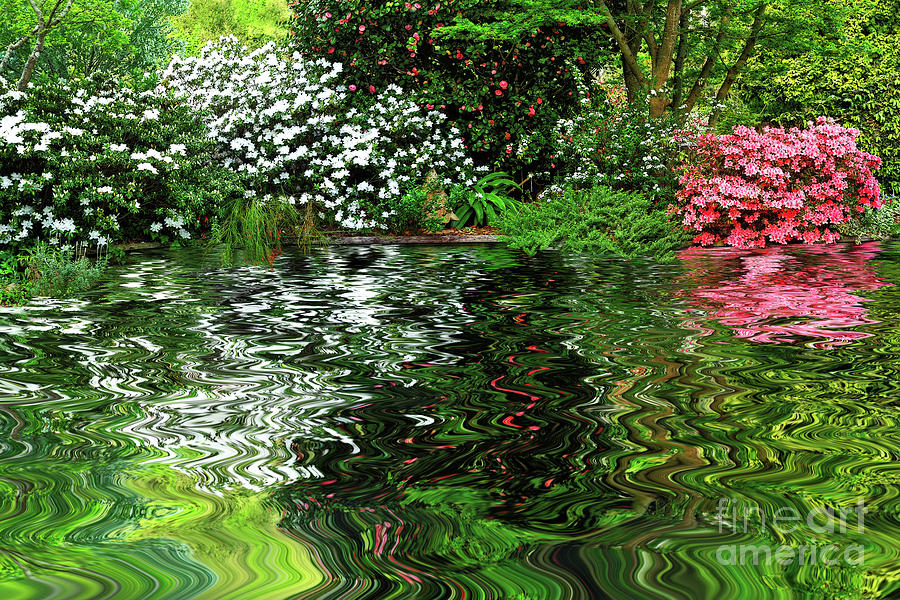 Spring Garden around Pond by Kaye Menner Photograph by Kaye Menner