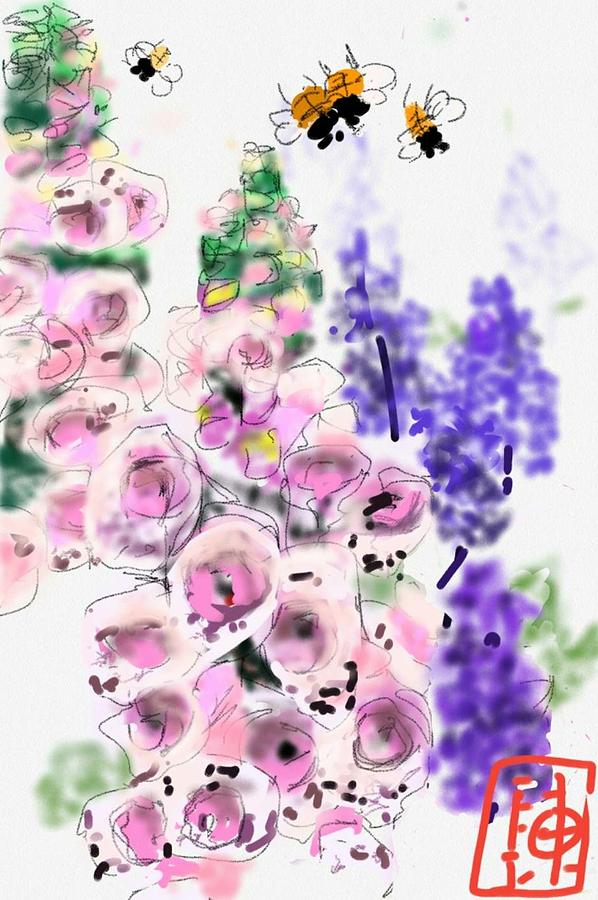Spring Garden In Pink And Purple Digital Art by Debbi Saccomanno Chan