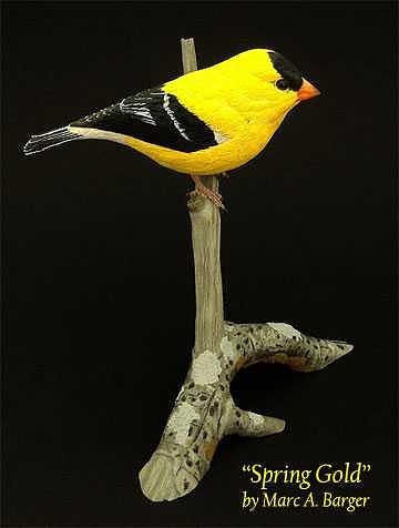 Goldfinch Sculpture - Spring Gold by Marc  Barger