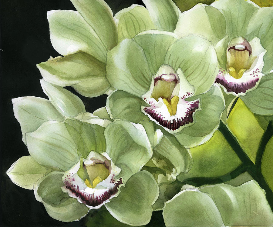 Spring Green Orchid Painting by Alfred Ng