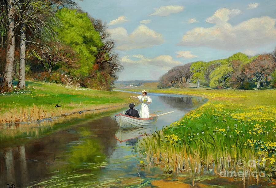 Boat Painting - Spring by Celestial Images