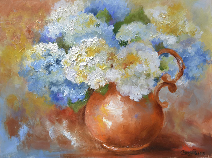 Flower Painting - Spring Hydrangeas by Cindy Parris