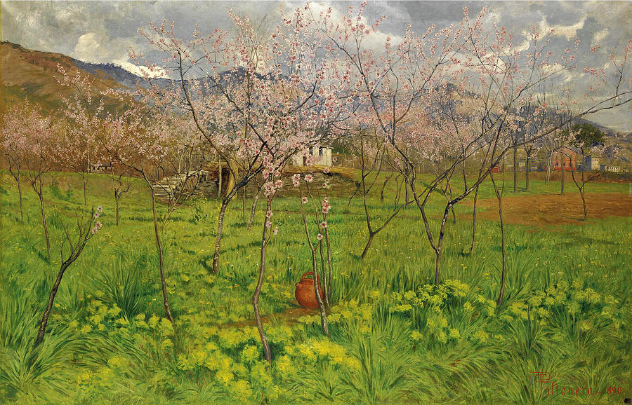 Spring in Liguria Painting by Carlo Pollonera
