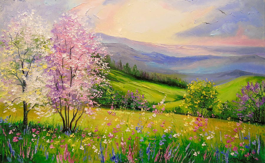Spring in the mountains Painting by Olha Darchuk - Fine Art America