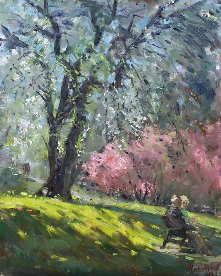 Spring Painting - Spring in the Park by Ylli Haruni