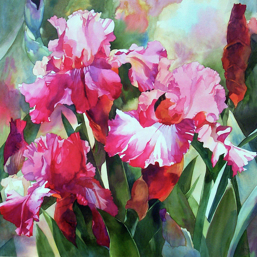 Spring Iris Painting by Karen Vernon