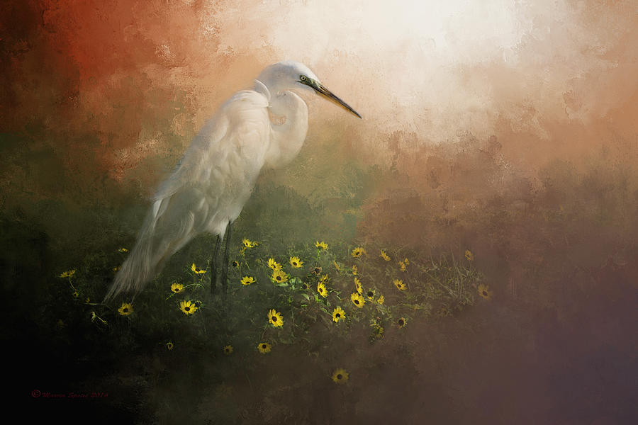Egret Mixed Media - Spring Is Here by Marvin Spates