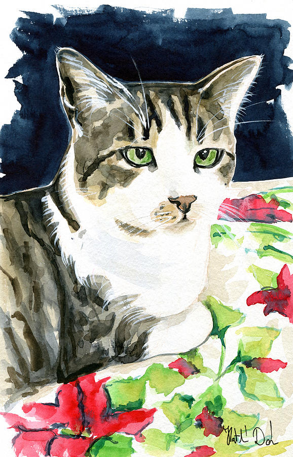 Spring Is In The Air - Cat Painting Painting by Dora Hathazi Mendes