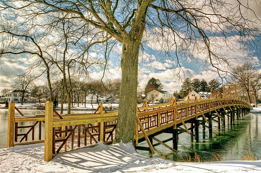Spring Lake New Jersey Bridge In Snow Photograph by Geraldine Scull