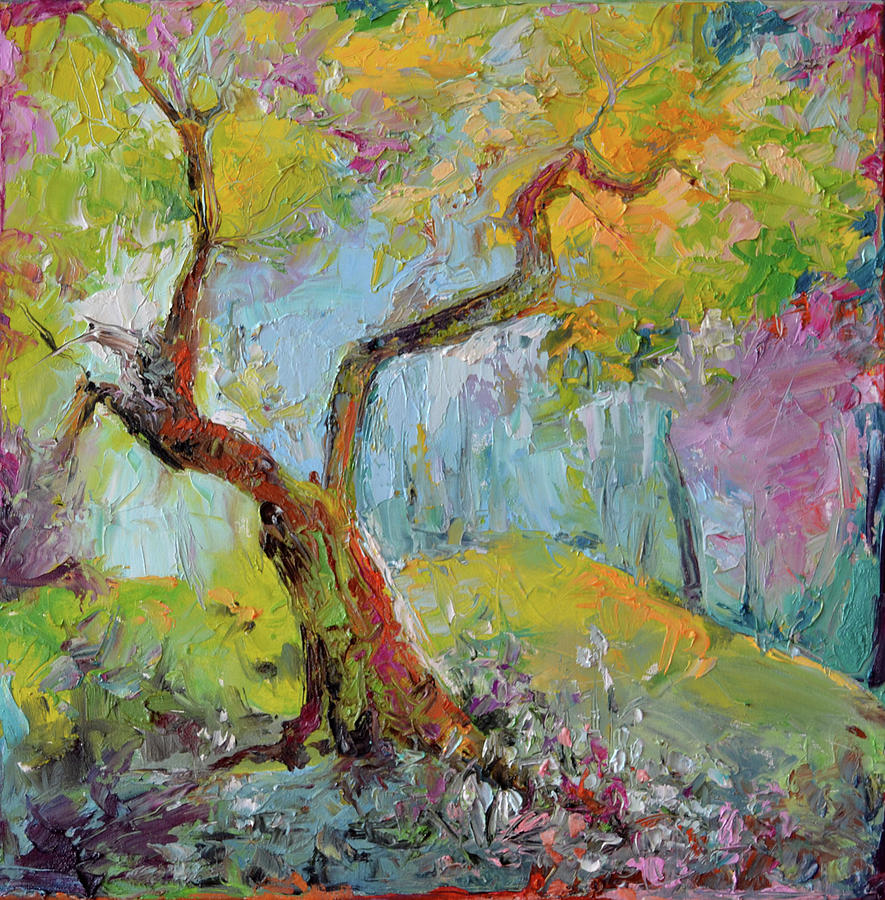 Spring Light Green Landscape Painting by Soos Roxana Gabriela