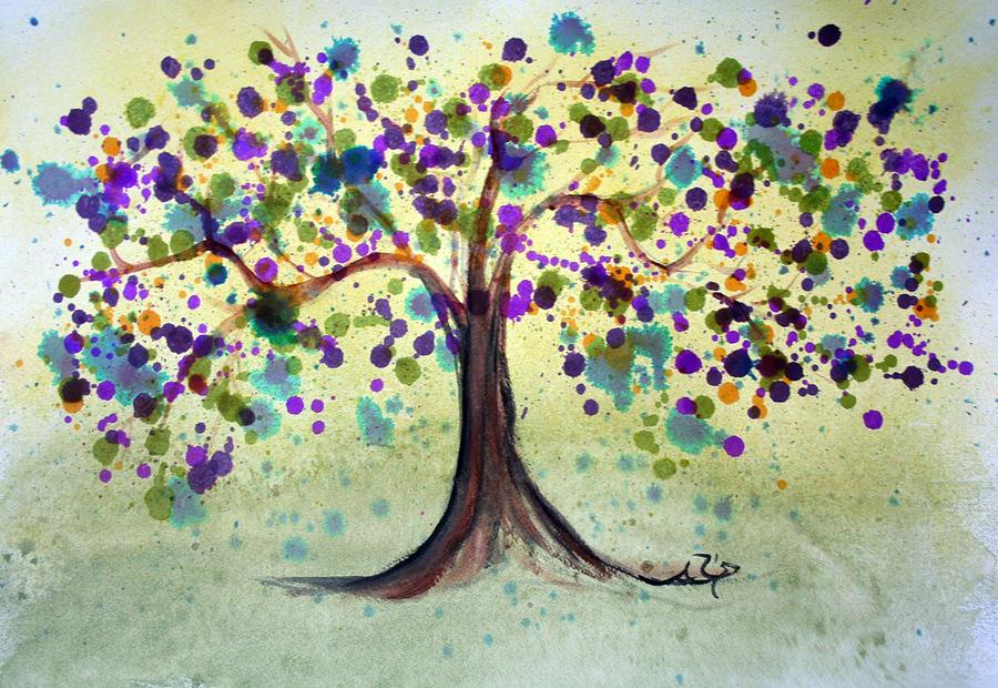 Spring Painting - Colorful Tree by Alma Yamazaki