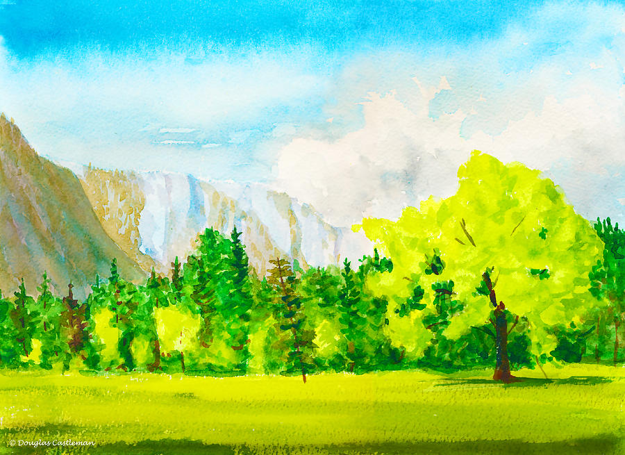 Spring Meadow Yosemite Valley Painting by Douglas Castleman