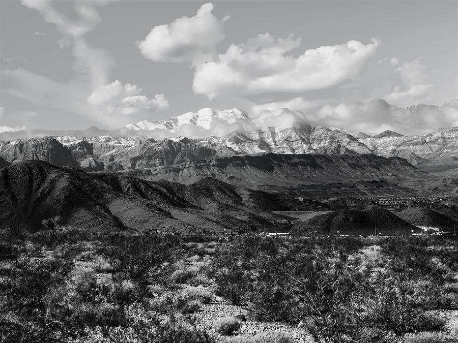 Spring Mountains in Winter Black and White Photograph by Alan Socolik