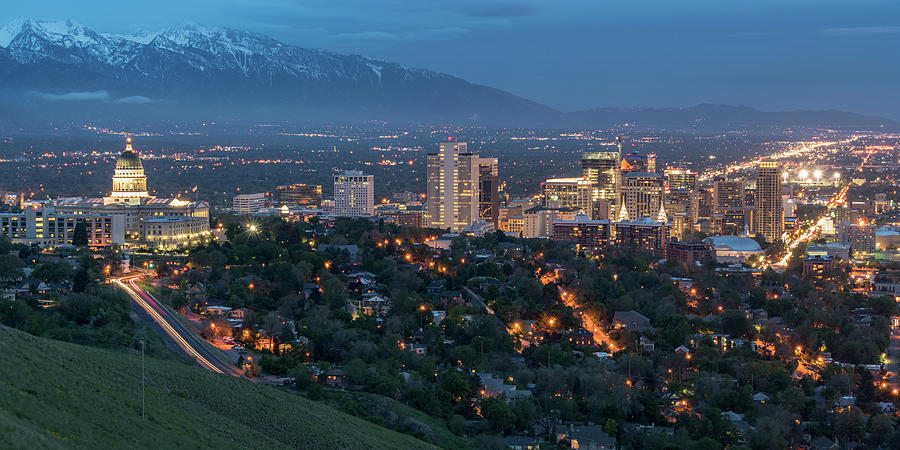 Spring Night in Salt Lake City Photograph by James Udall