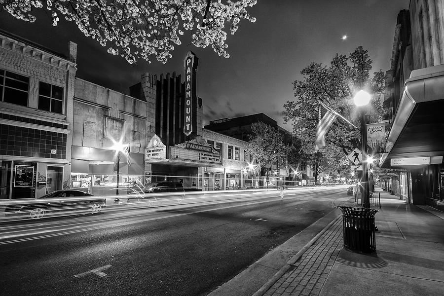 Spring Night on State Street in Black and White Photograph by Greg Booher