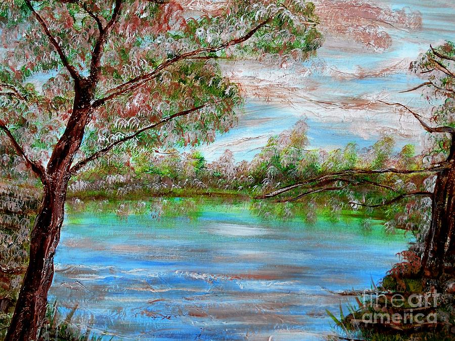 Spring on Arkansas Greers Ferry Lake Painting by Vivian Cook