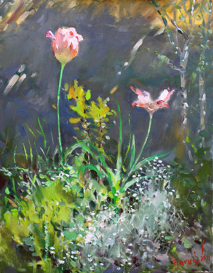 Spring on my Backyard Painting by Ylli Haruni