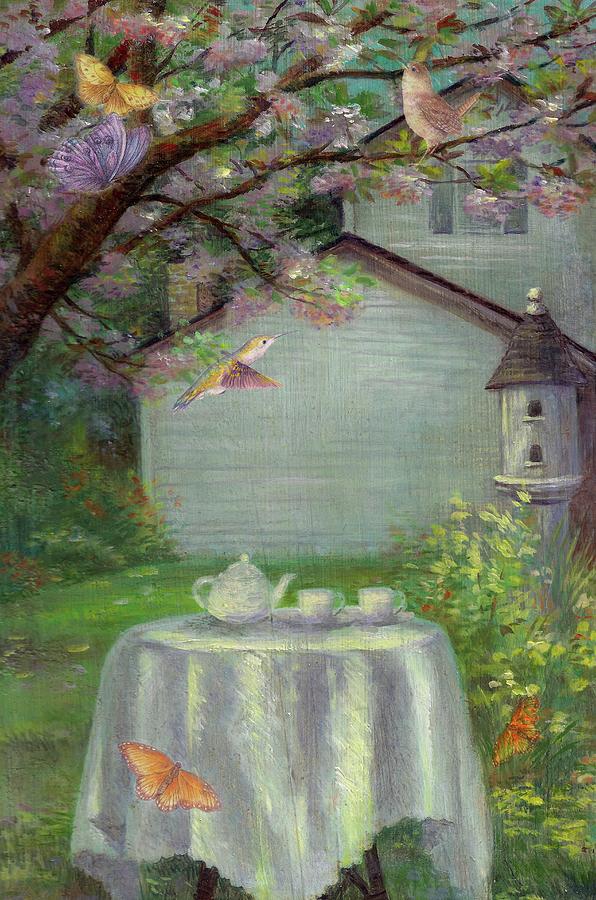 Spring Orchard Teatime Painting by Judith Cheng