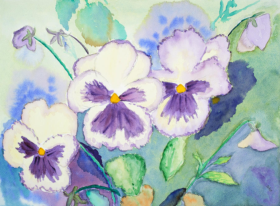 Spring Pansies #1 Painting by Cynthia Schoeppel