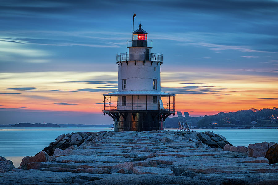 Spring Point Ledge Light Blue Hour Photograph by Colin Chase