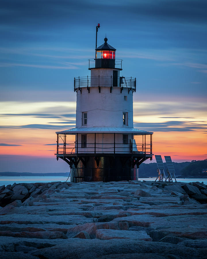 Landscape Photograph - Spring Point Ledge Light Blue Hour II by Colin Chase