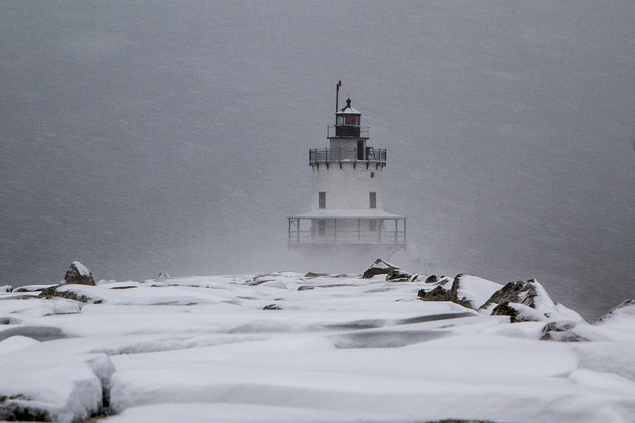 Spring Point Ledge Lighthouse Blizzard Photograph by Scene by Dewey