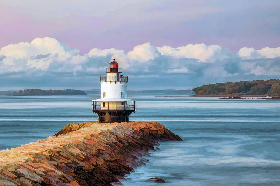 Spring Point Ledge Lighthouse Painting by Christopher Arndt