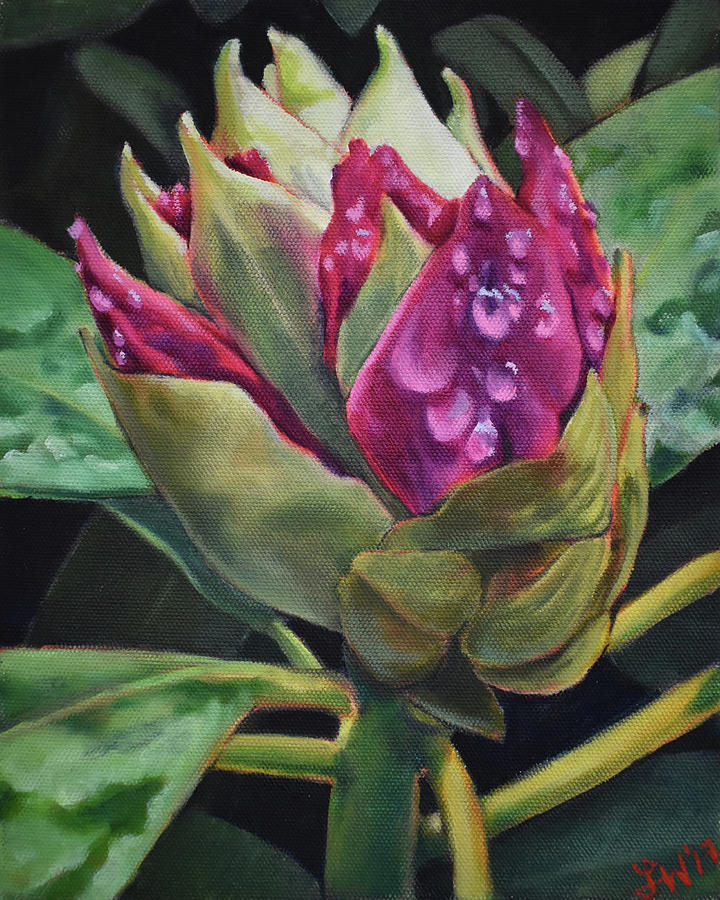 Rhododendron Painting - Spring Rain by Lauren Waterworth Rhododendron Painting - Spring Rain by Lauren Waterworth