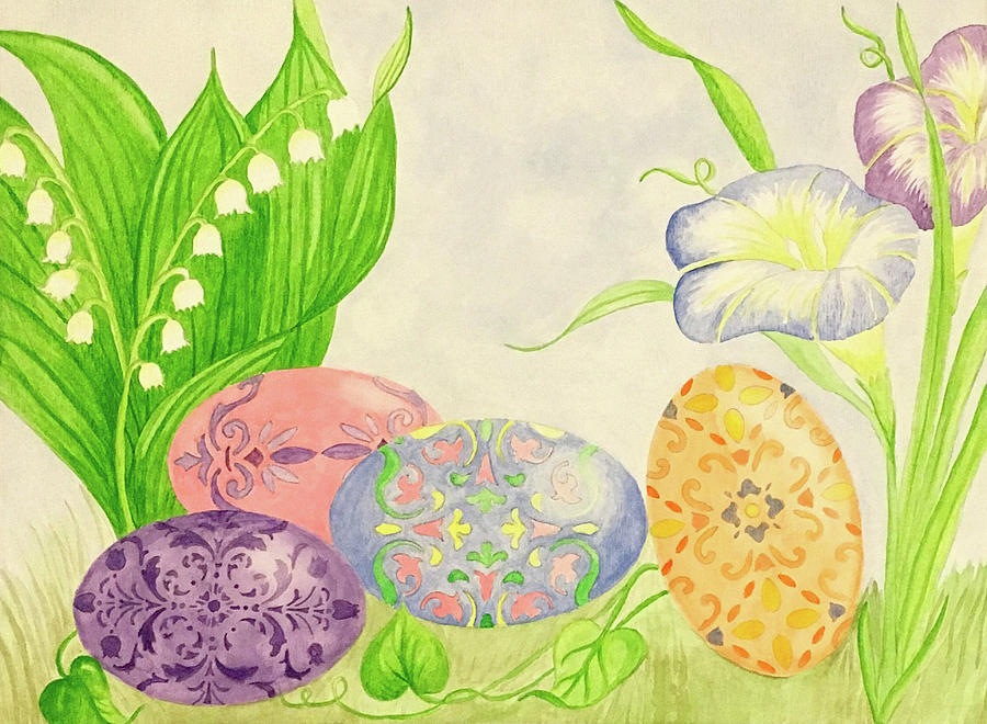 Easter Painting - Spring Scene by Alynne Landers